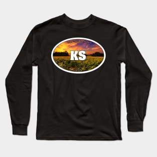 Kansas Sunflower Travel Sticker Long Sleeve T-Shirt